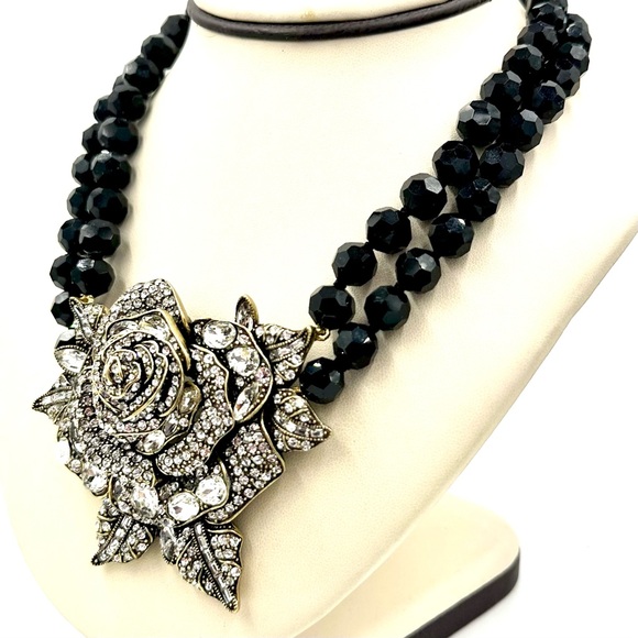 Heidi Daus Necklace Enchanted Beauty Floral Crystal Double Strand NIB - Picture 3 of 11